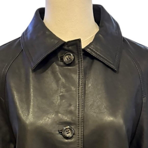H&M NWT Knee Length Black Leather Jacket in Sz M - Picture 14 of 15